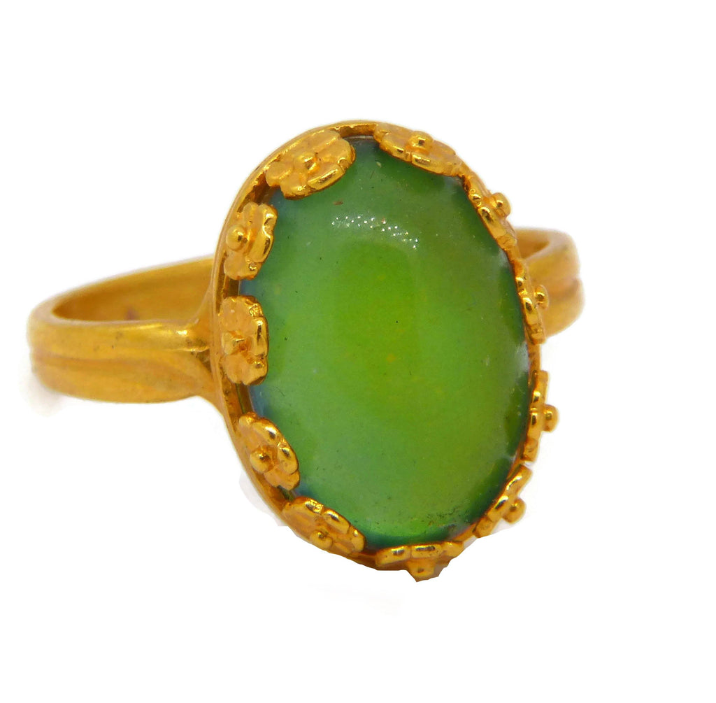 Flowers Crown Bezel Setting Mood Ring, Adjustable
