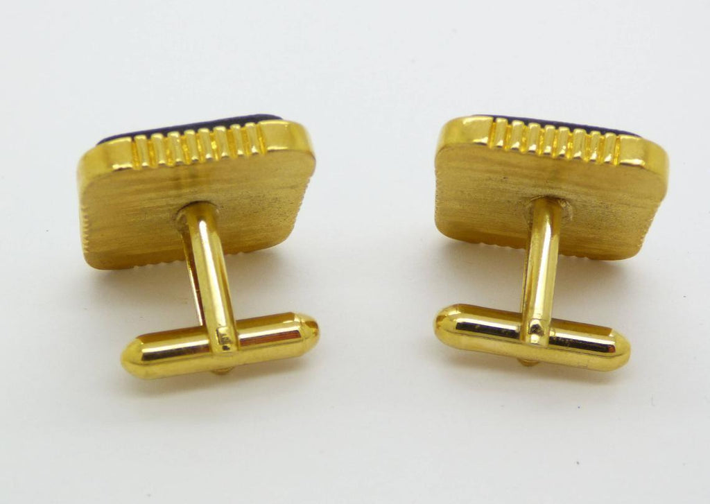 Chinese Emperor Portrait on Porcelain and Enamel Gold Tone Cufflinks, Cuff Links - Vintage Lane Jewelry