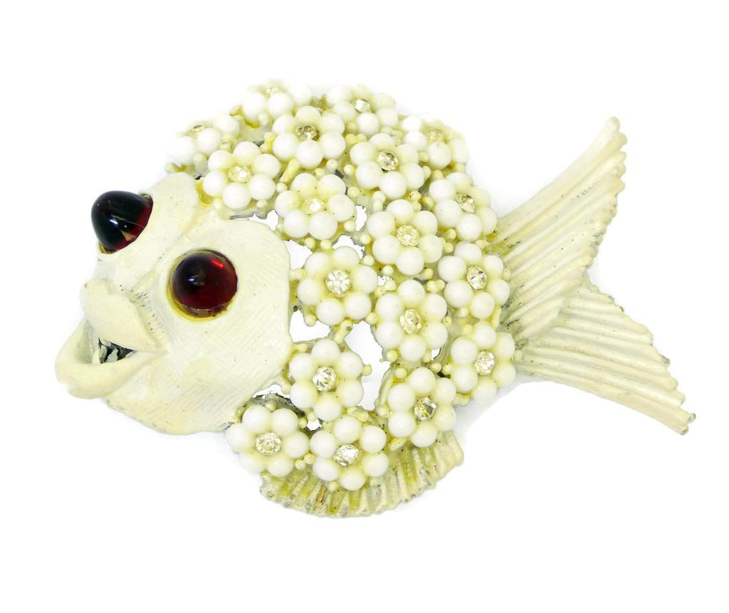Vintage HAR Enamel Puffer Fish Brooch