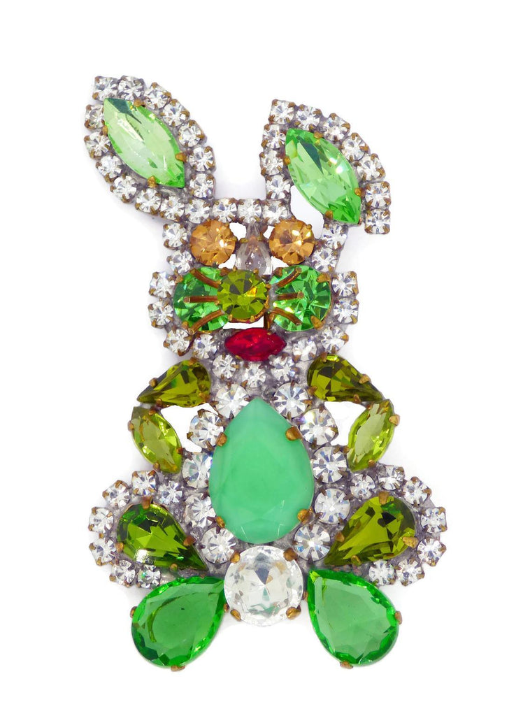 Czech Rhinestone Easter Bunny Brooch