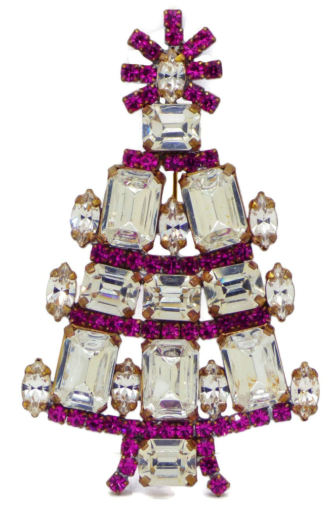 Clear and Pink Czech Husar D Christmas Tree Pin