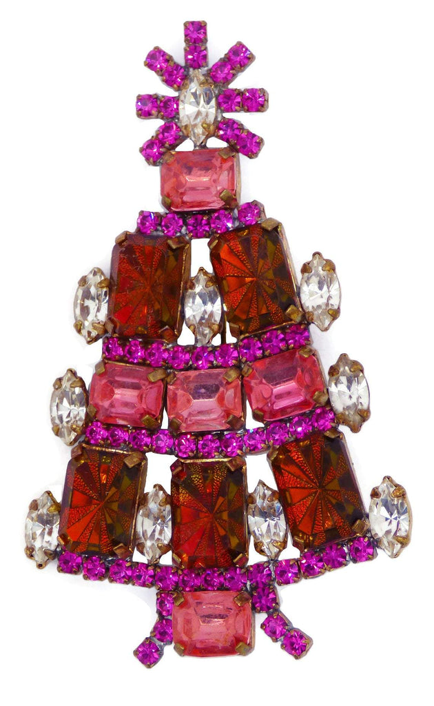 Topaz and Pink Czech Husar D Christmas Tree Pin