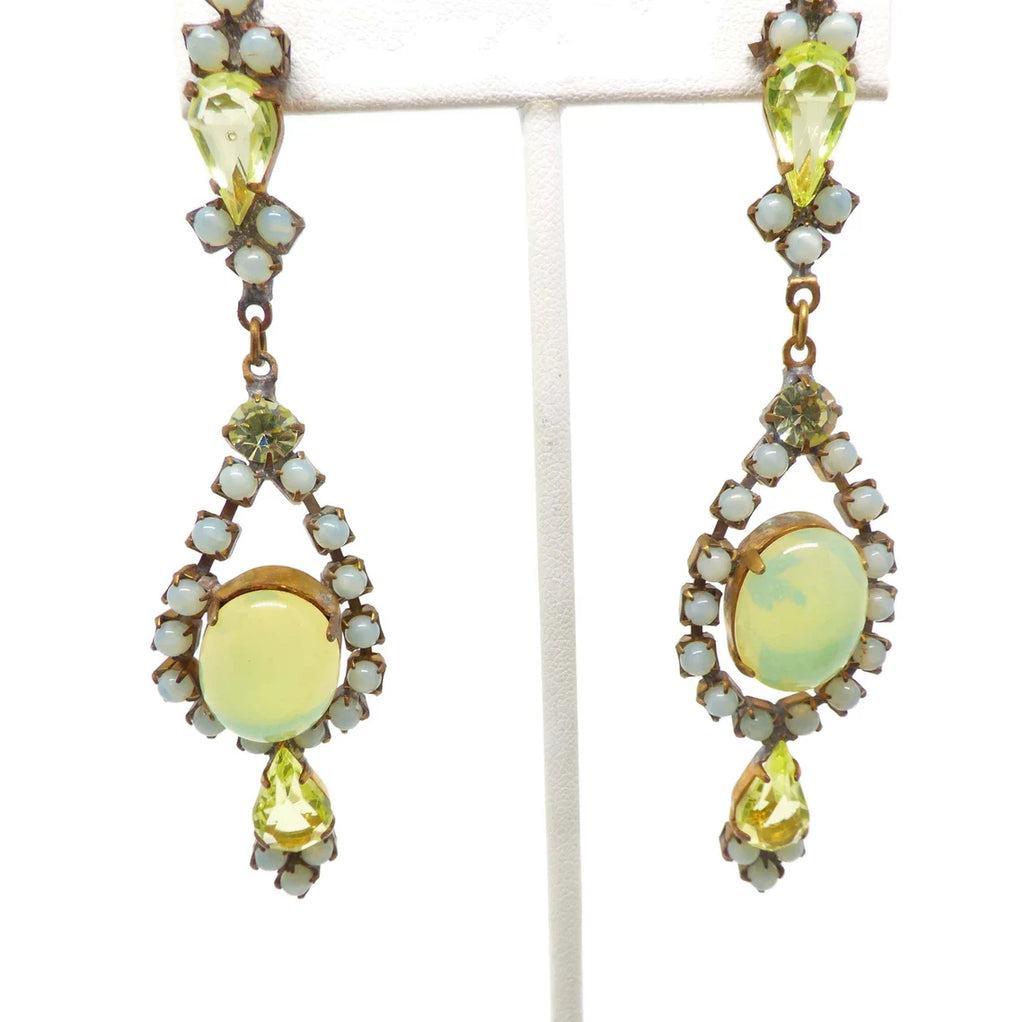 Czech Glass Vaseline Uranium Post Earrings