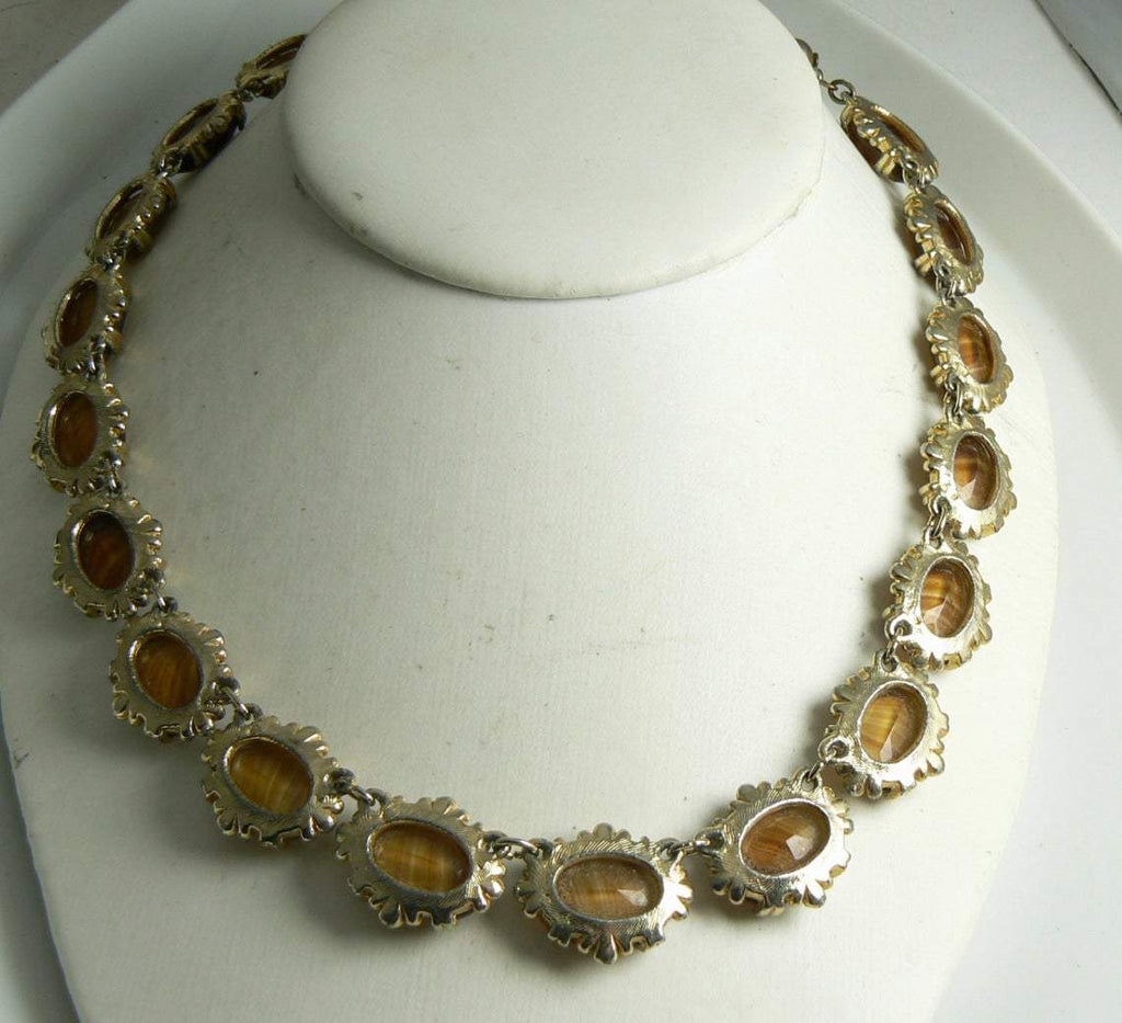Vintage Brown Agate Glass Necklace - Vintage Lane Jewelry