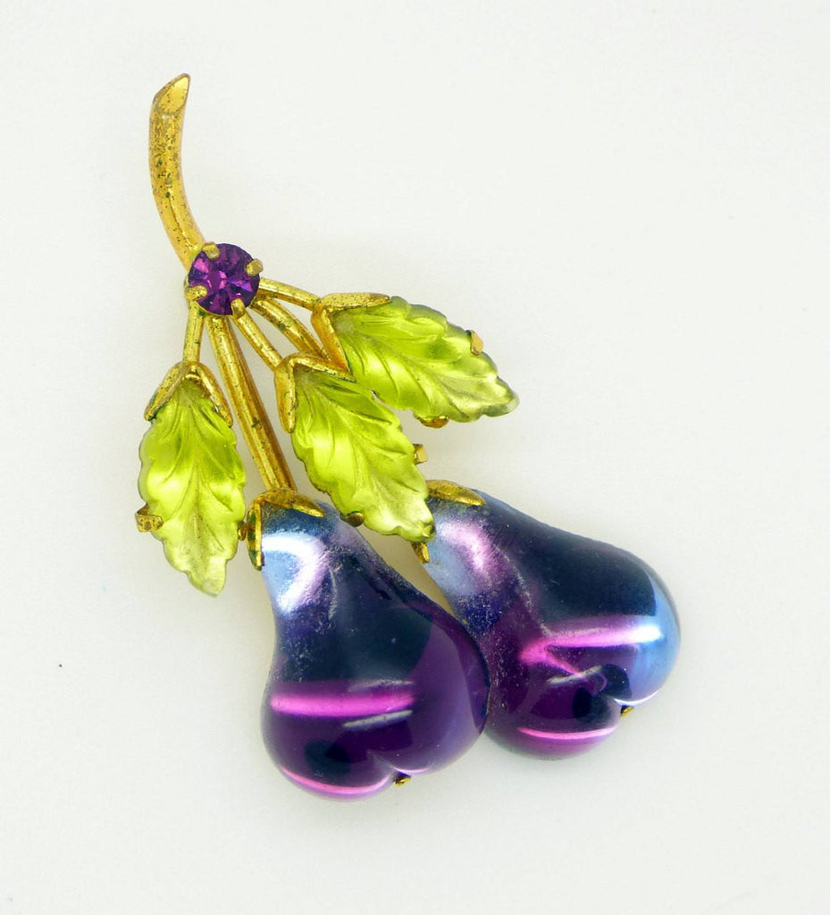 Double Purple Pear Fruit Figural Austria Pin