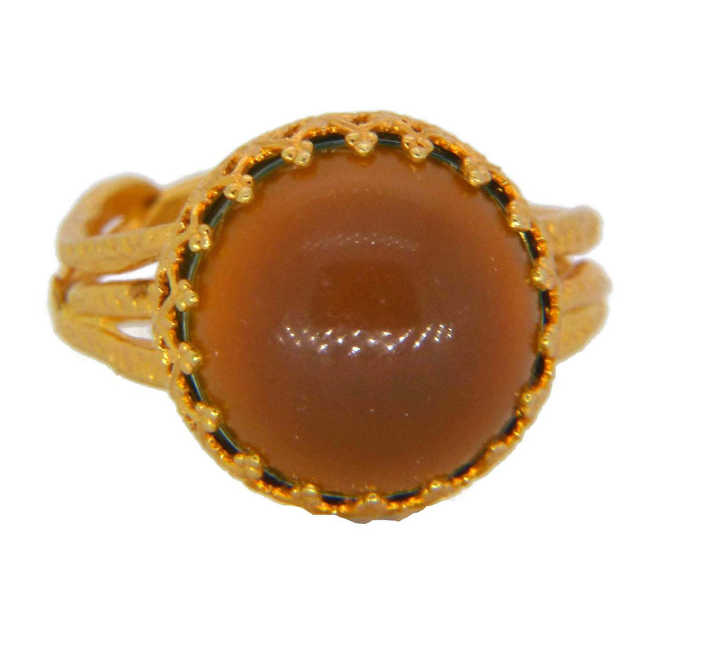14mm 24K Gold Plated Brass Wire Crown Bezel Mood Ring