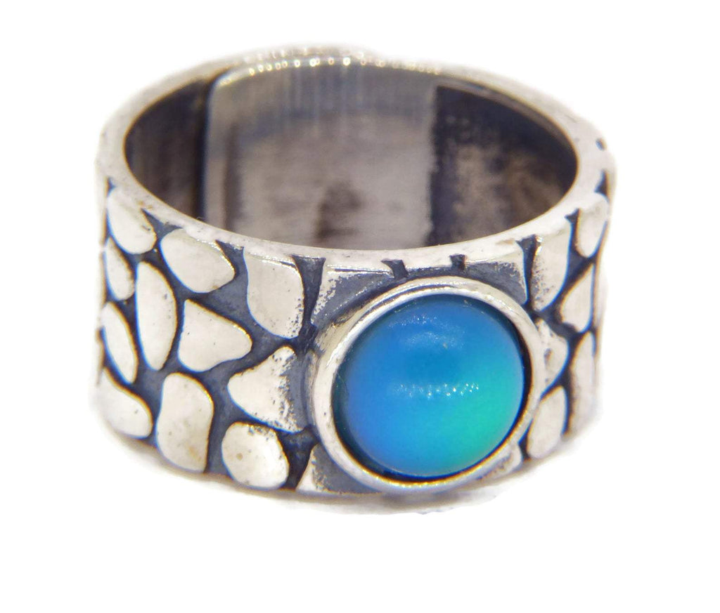 Sterling Silver Wide Band Mood Ring, Adjustable