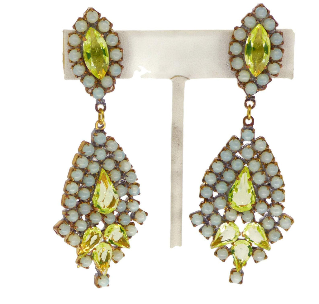 Husar D Vaseline Uranium Czech Glass Clip Earrings