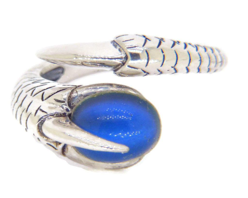 Sterling Silver Dragon Claw Oval Mood Stone Unisex Ring