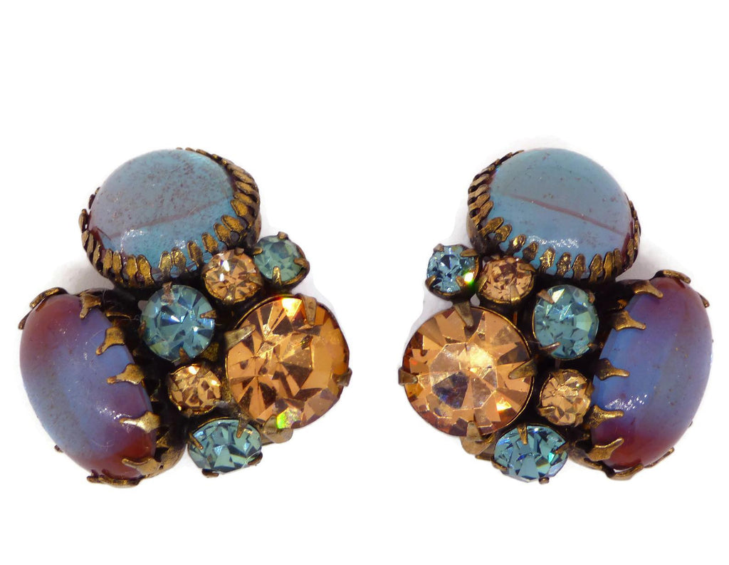 Saphiret Regency Rhinestone Clip Earrings