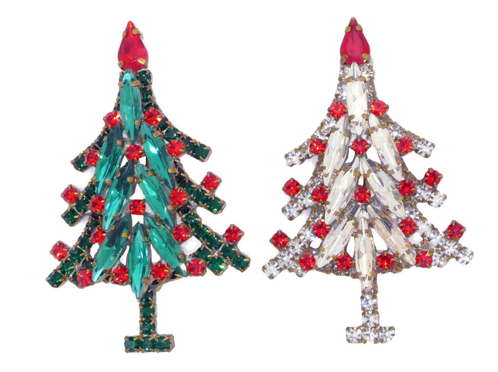 Czech Glass Christmas tree Pair
