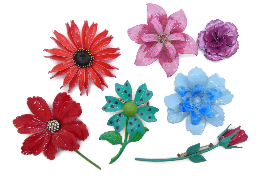 Vintage Enamel Flower Pins