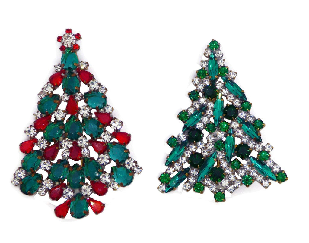 Czech Glass Christmas trees Brooches