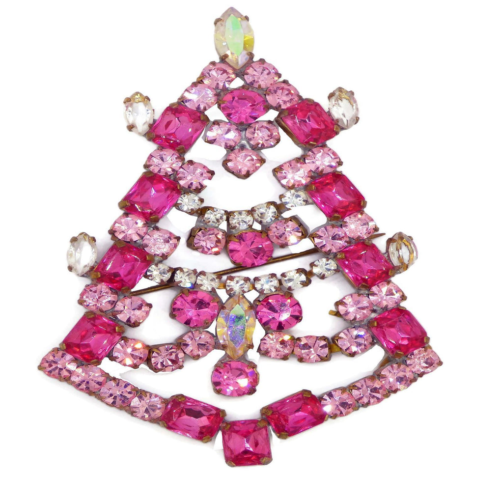 Bijoux MG Czech Pink Christmas Tree Pin