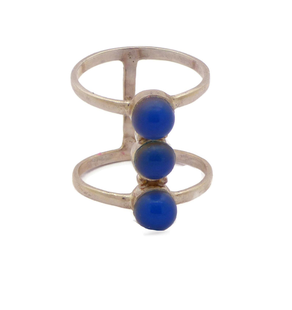 Sterling Double Bar 3 Stone Mood Ring