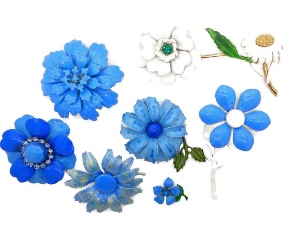 Blue Flowers Enamel Flower Lot