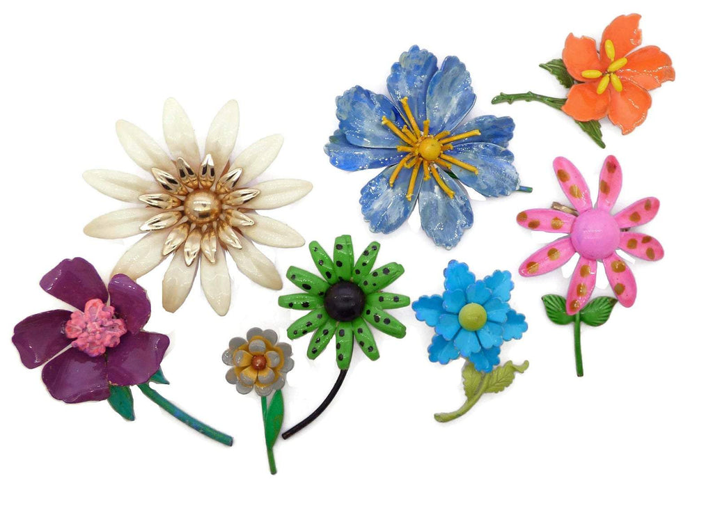 Polka Dots Flowers Enamel Flower Lot