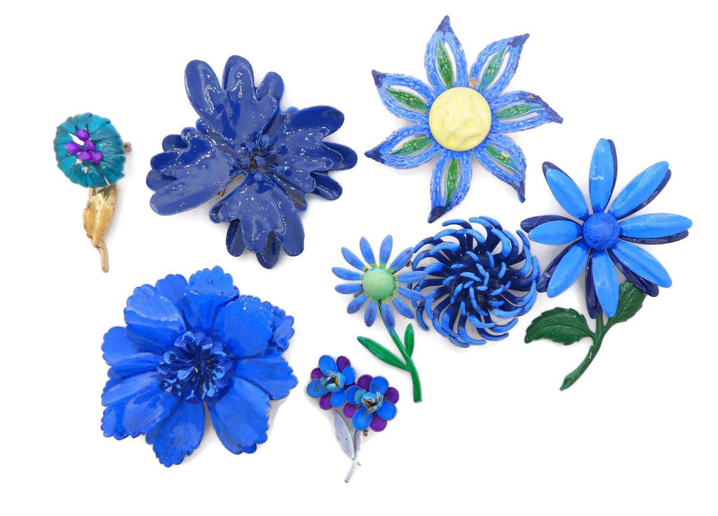 Blue Flowers Enamel Flower Lot