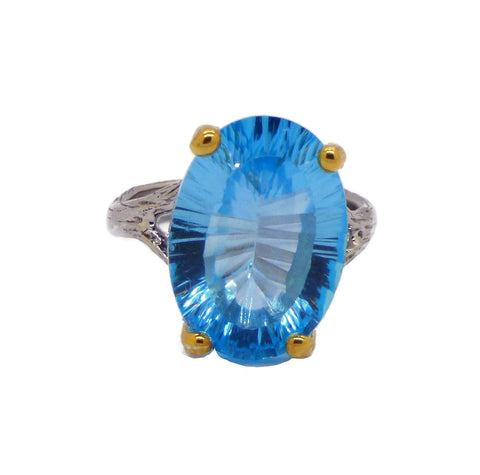 3CT Natural Yellow Sapphire & Topaz Sterling Silver Ring