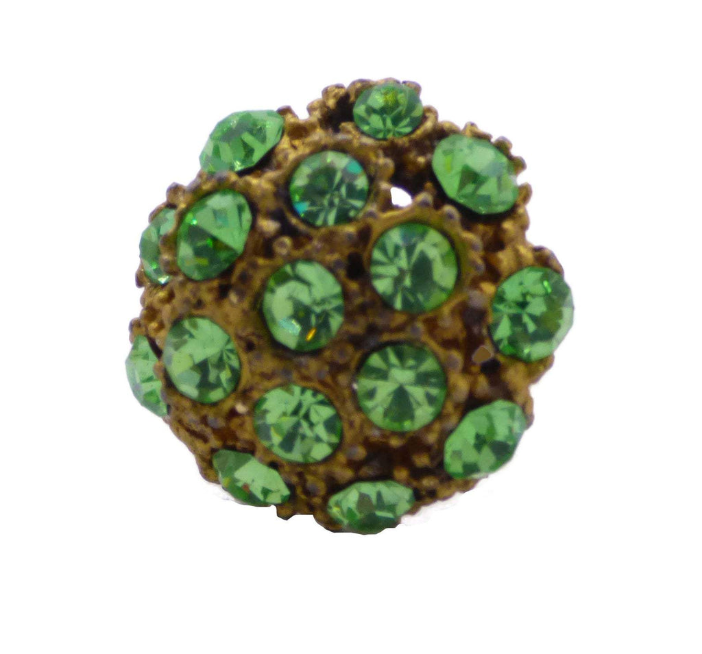 Uranium Glass Art Brass Cluster Ring