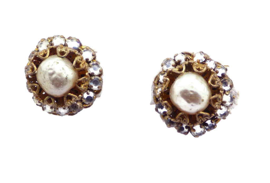 Miriam Haskell Baroque Glass Pearl Necklace and Earrings - Vintage Lane Jewelry