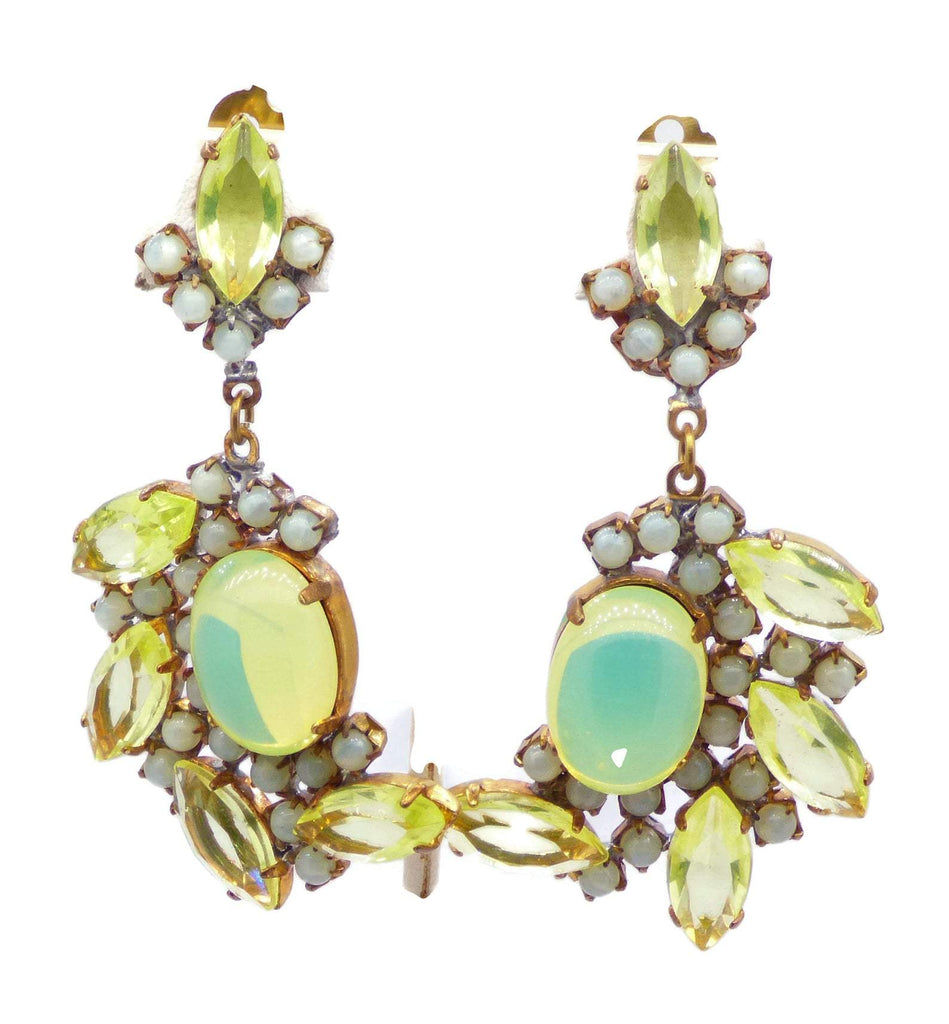 Vaseline Uranium Czech Glass Clip Earrings