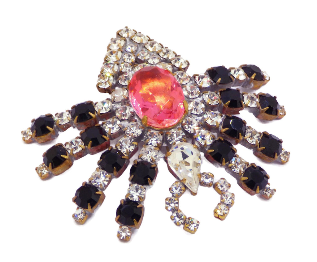 Husar D Halloween Czech Glass Spider Brooch