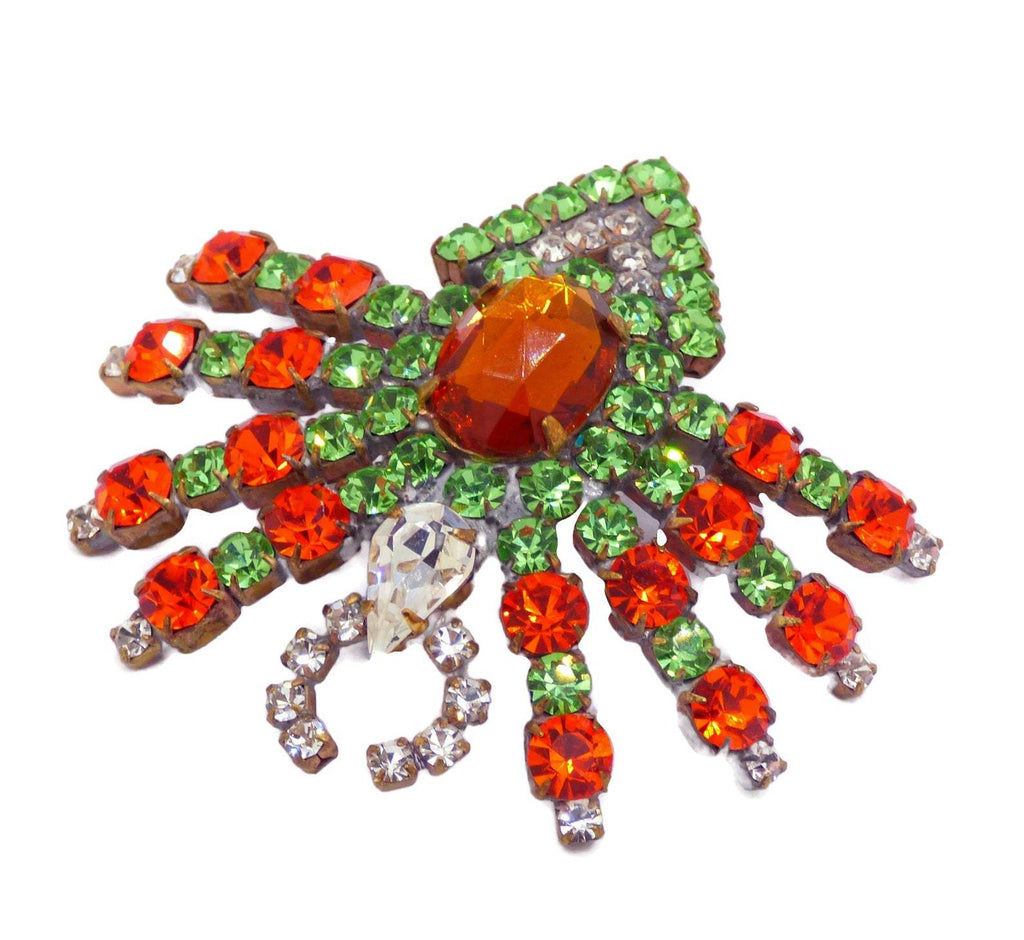 Halloween Czech Glass Spider Brooch - Vintage Lane Jewelry
