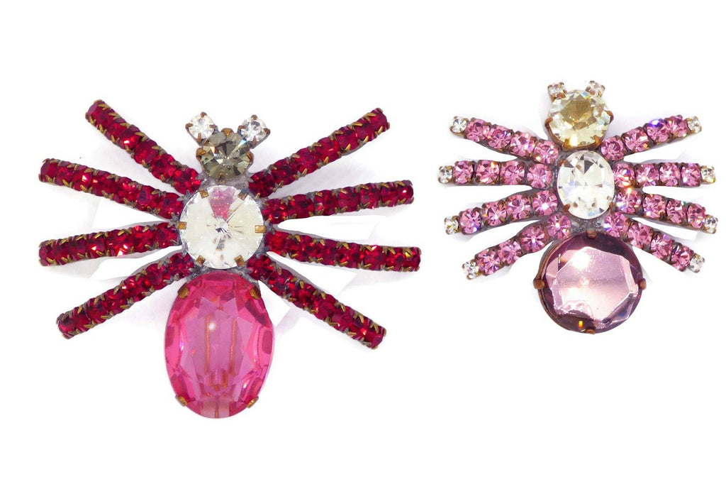 Pair of Czech Glass Spider Brooches