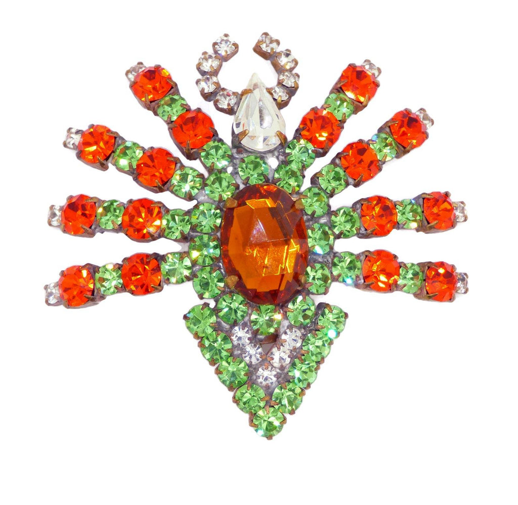 Halloween Czech Glass Spider Brooch