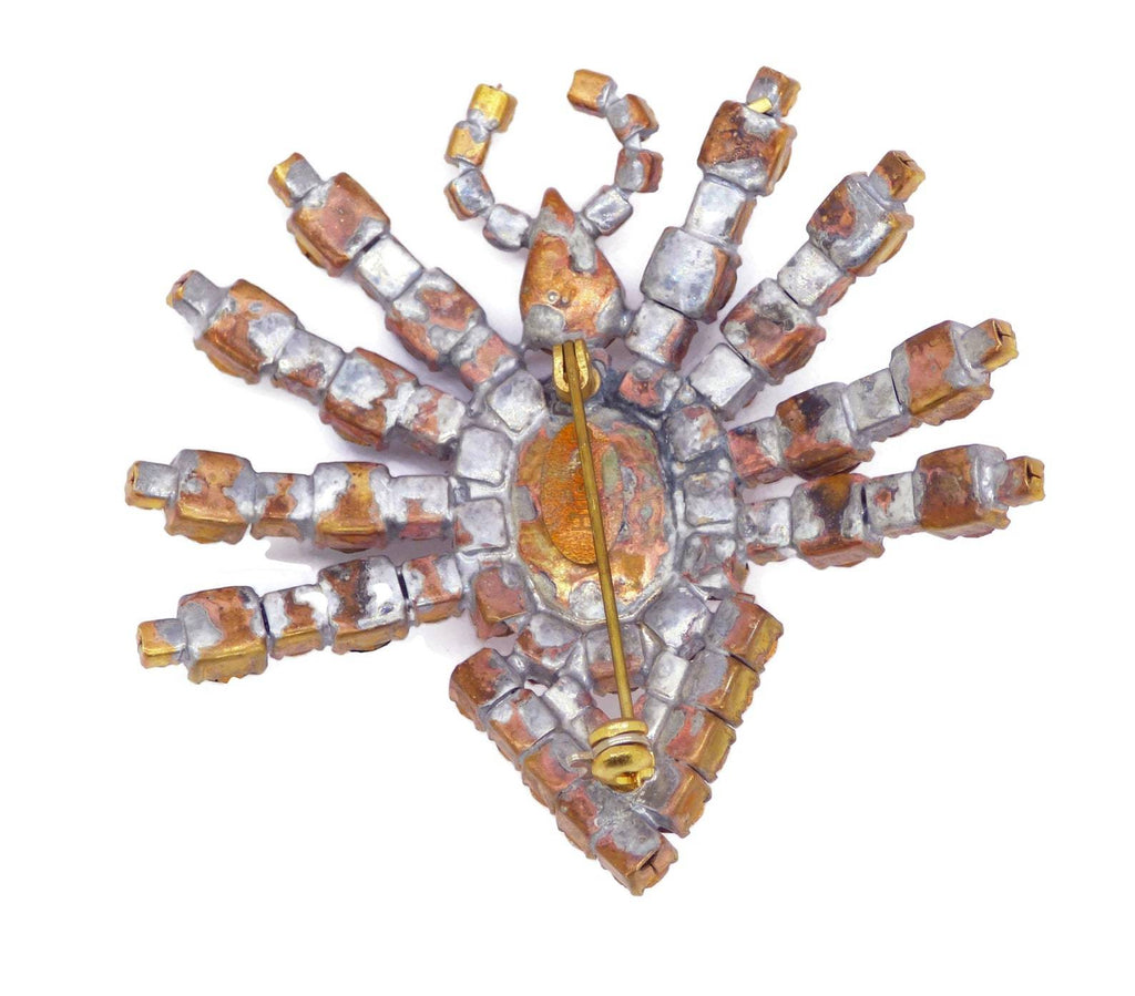Halloween Czech Glass Spider Brooch - Vintage Lane Jewelry