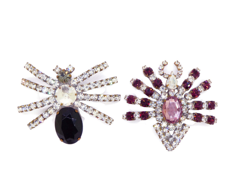 Halloween Czech Glass Spider Brooches