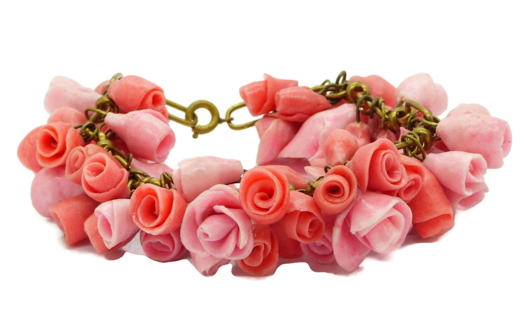 Pink Roses Cold Porcelain Bracelet