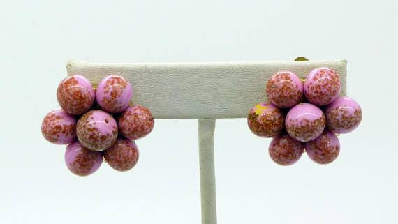 Venetian Wedding Cake Rose Pink Necklace and Matching Clip Earrings - Vintage Lane Jewelry