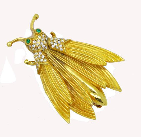 Fuchsia Pink Rhinestone Golden Leaves Pin Earring Set
