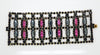 Czech Glass Husar D Pink and Black Rhinestone Wide Bracelet - Vintage Lane Jewelry