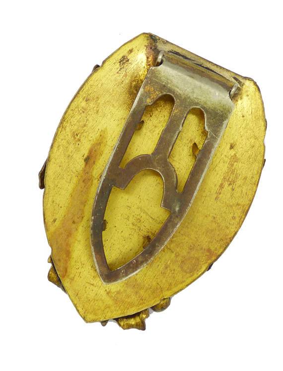 Vintage Art Nouveau Brass Repousse Dress Scarf Clip Brooch - Vintage Lane Jewelry