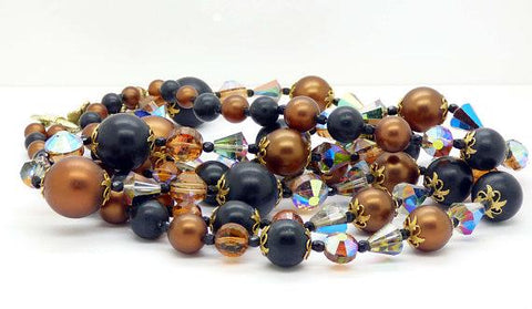 Vintage Miriam Haskell Pink Art Glass Necklace and Bracelet