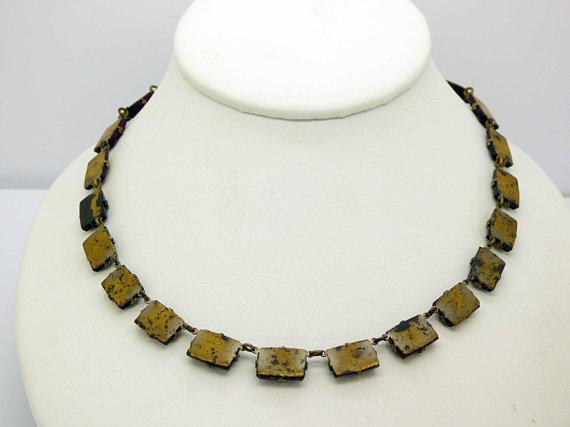 Vintage Art Deco Vauxhall Step Purple Glass Necklace - Vintage Lane Jewelry