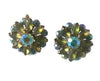 Coro Frosted Green Marquis & Aurora Borealis Earrings - Vintage Lane Jewelry