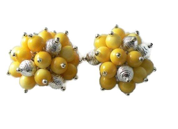 Huge Fun Yellow Plastic Clip Earrings