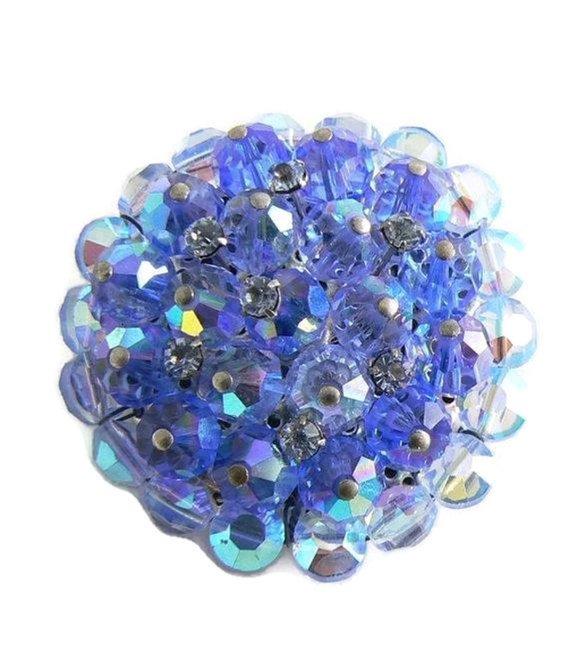 Vintage Blue Crystal Rhinestone Brooch