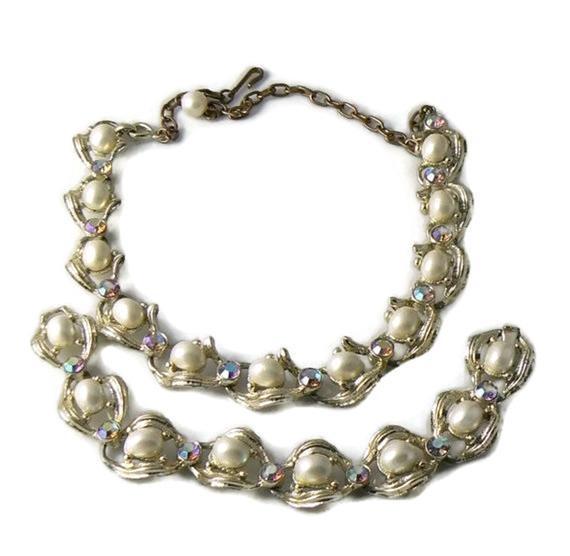 Karu Arke Ab Rhinestone And Faux Pearl Necklace And Bracelet Set