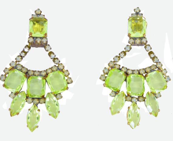 Vaseline Uranium Czech Glass Clip Earrings