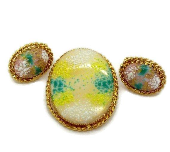 Hobe Poured Glass Easter Egg Swirl Demi Parure