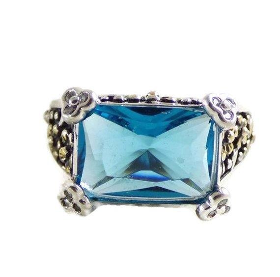 Sterling silver 925 London Blue Quartz Beaded Forget Me Not Ring