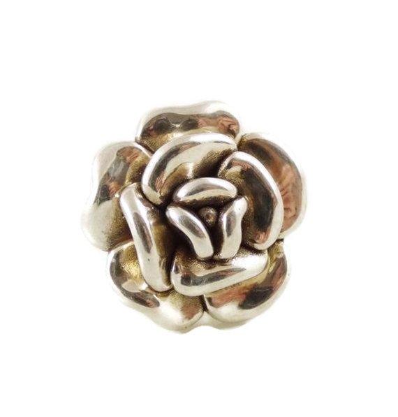 Sterling silver 925 electroform puffy flower ring