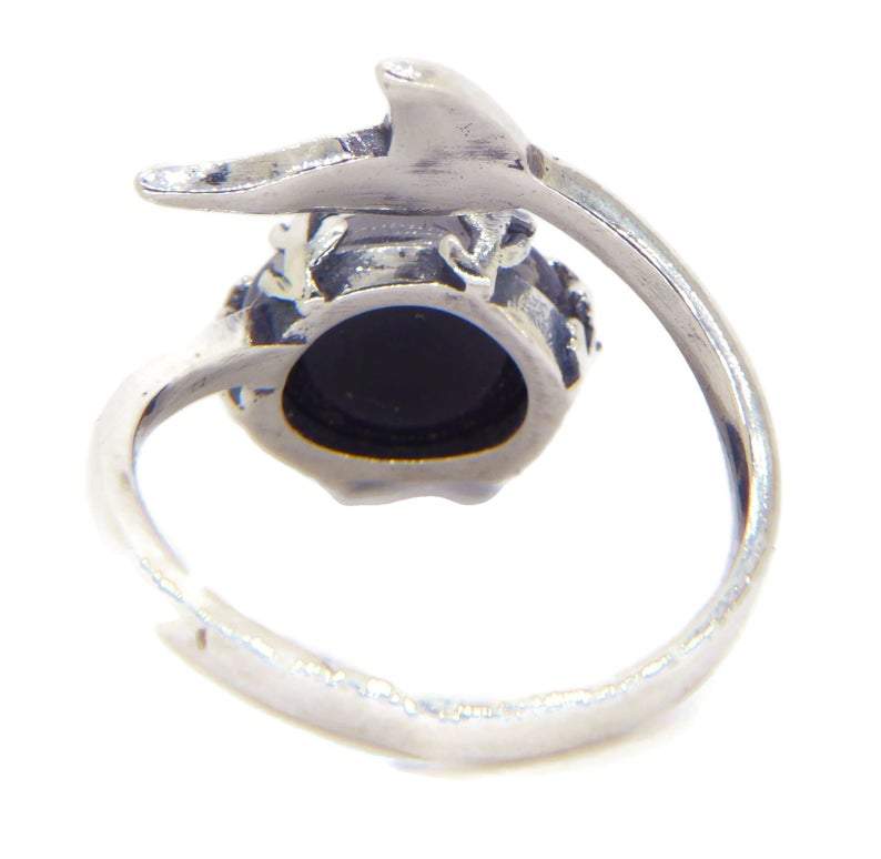 Mermaid Mood Ring Sterling Silver Filigree Prong Set - Vintage Lane Jewelry