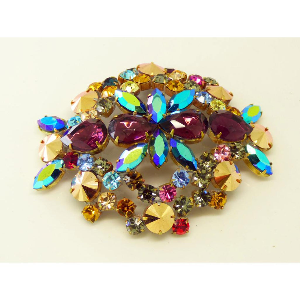Rhinestone Bijoux MG Czech Glass Huge Brooch