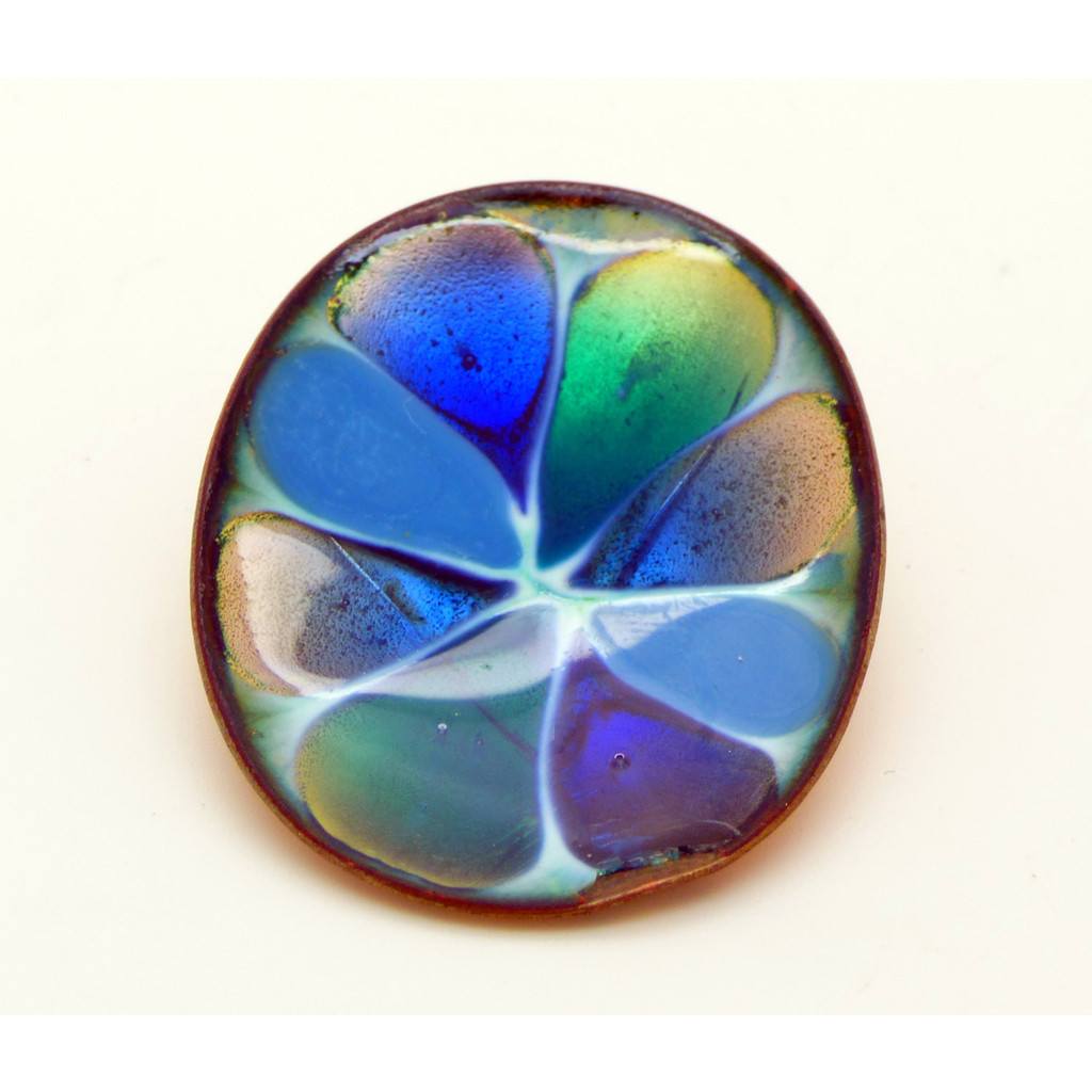 Vintage Hogan Bolas Modernist Enamel on Copper Pin